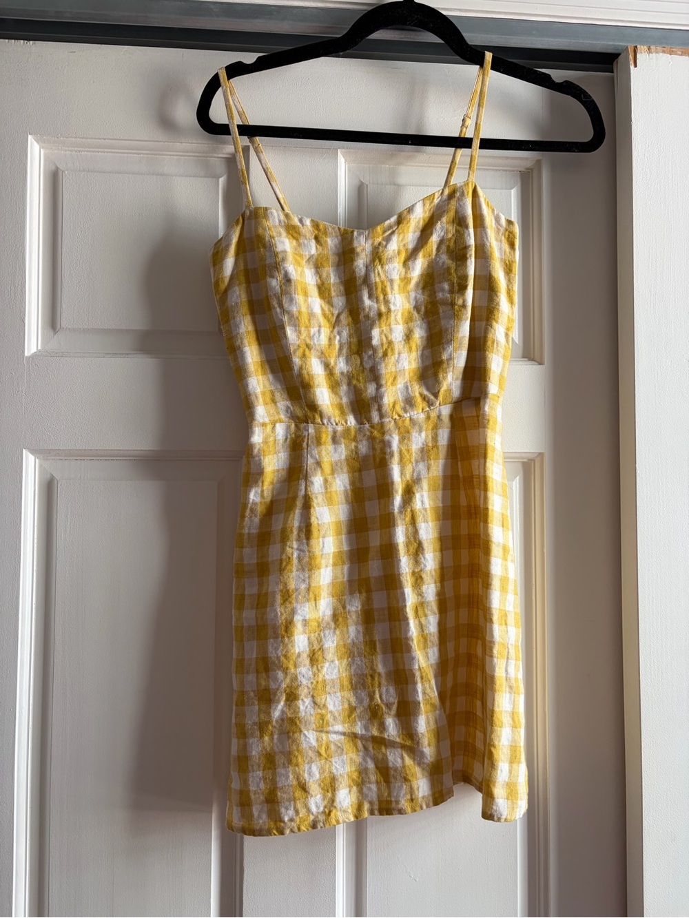 Reformation Yellow Gingham Mini Dress